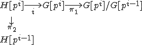 3$ H[p^i]\longright_{i} G[p^i] \longright_{\pi_1} G[p^i]/G[p^{i-1}]\\ \ \ \downarrow_{\pi_2} \\ H[p^{i-1}]